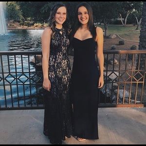 Night Way Navy Sparkle and Floral Lace Mermaid Prom Dress